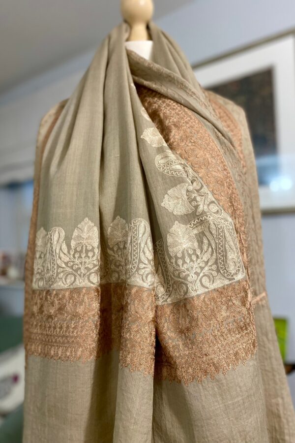 Wool Silk Shawl Embroidered  Lightweight Stole