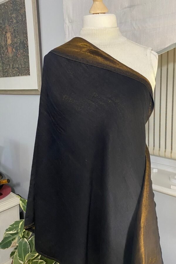 Reversible Fine Wool Shawl-Black-Antique Gold