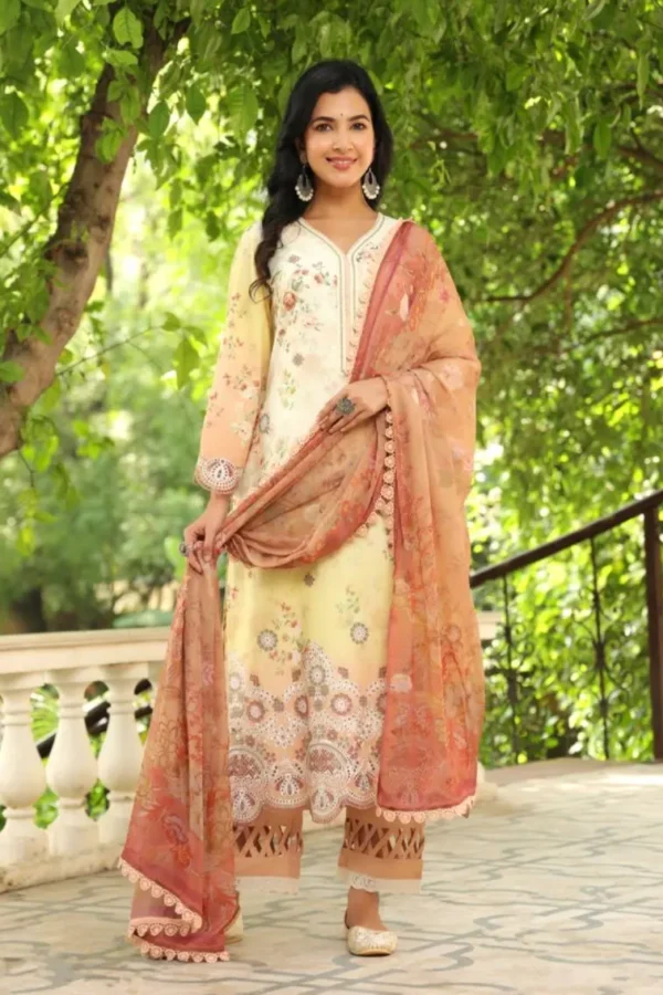 Floral Rosette Cotton Kurta Set