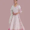 pink floral anarkali kurta set-pure cotton-lined