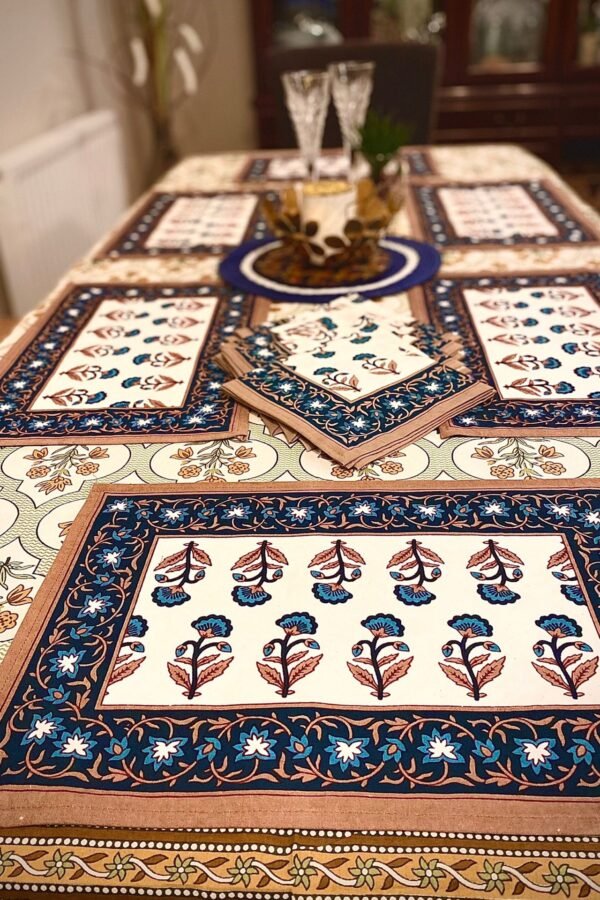 Table Mats and Napkins-Set Of 6 In Cotton Block Print Sustainable Table Decor Home living