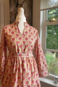 Floral Pure Cotton Tiered Dress- Lined -Belted-Long Sleeve
