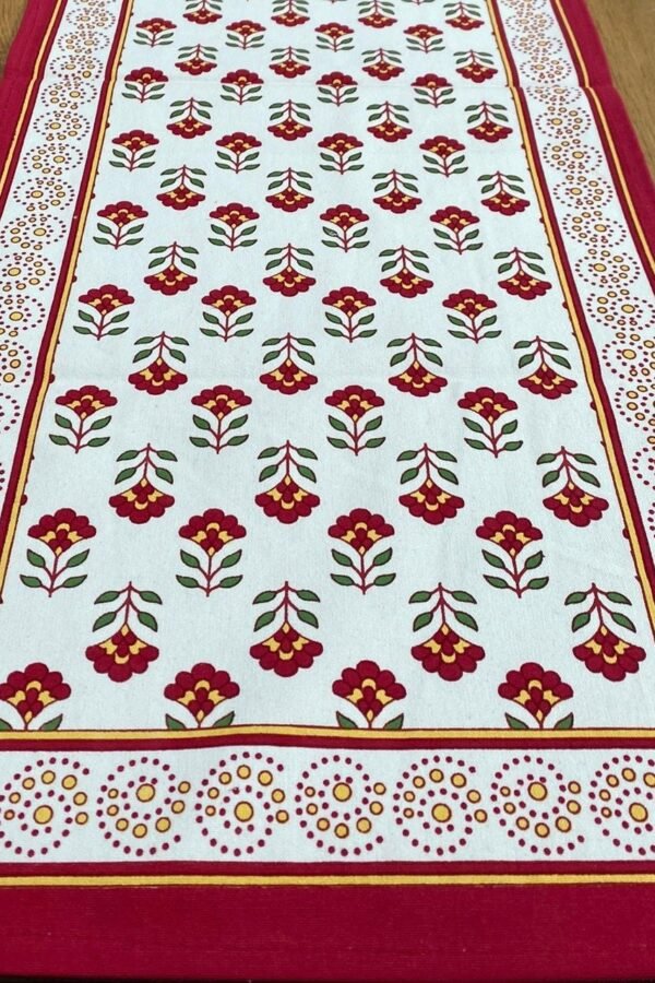 Floral Block Print Table Runners Pure Cotton Canvas