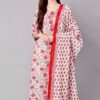 floral pure cotton straight kurta set-hand block print ethnic women's suit