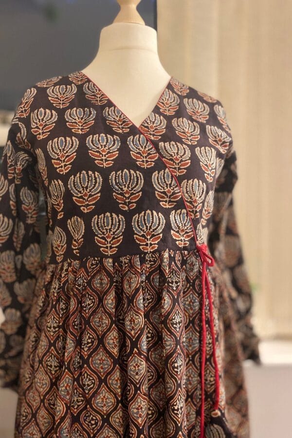 Angrakha Kurta Pant Set  Ajrakh Ethnic Hand Block Print Pure Cotton-Ethnic Indian women's dress suit