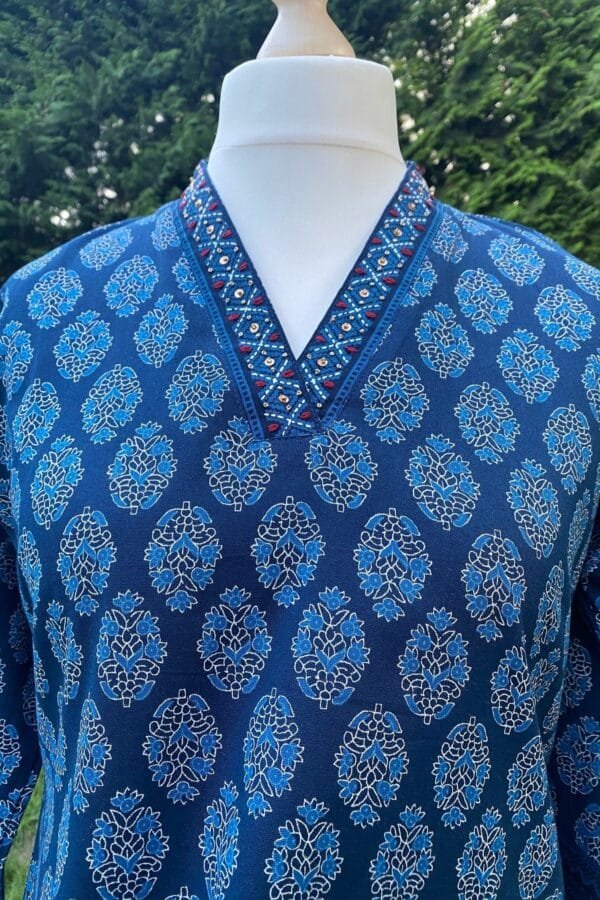Indigo Blue Ethnic Block Print Kurta
