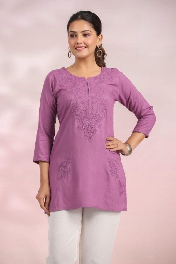 Embroidered Kurti -Soft Rayon Summer Tunic