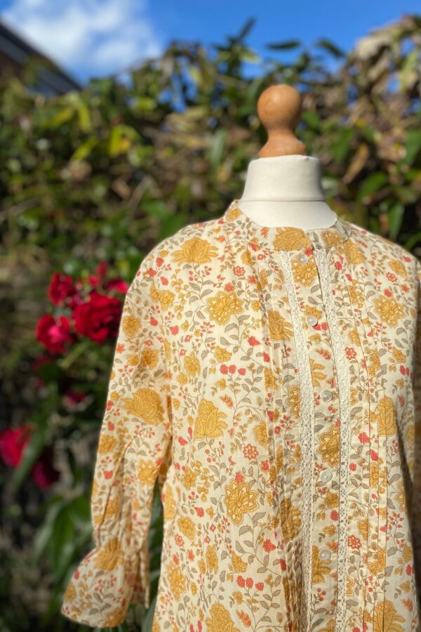 Pure Cotton Tunic Floral Print Off White Spring Summer Blouse
