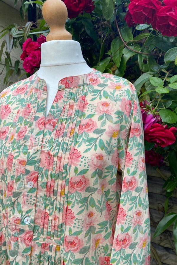 Old Rose Shirt Dress - Lightweight Pure Cotton-Pockets