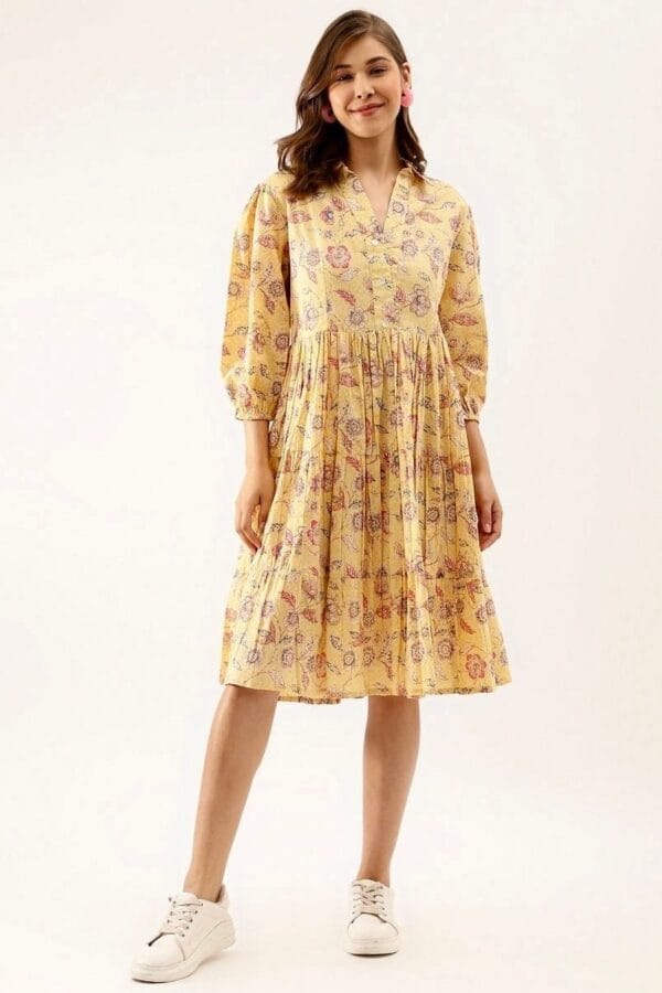Tiered Sunshine Midi Dress-Pure Cotton Floral Print Summer Dress