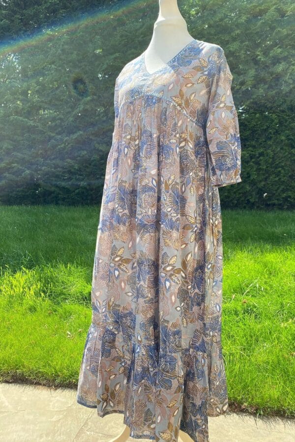 Floral Cotton Midaxi - Hand Embroidered Boho-Chic Summer Dress