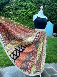 Pure Cotton Panelled Indian Skirt Hand Block Print Boho Free Size