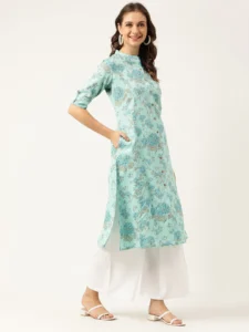 GREEN-A-LINE-KURTA-cotton