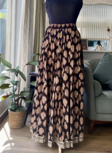 Boho skirt in indian cotton hand block print jaipur