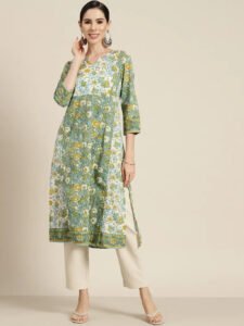 floral cotton a-a-line tunic Indian kurta