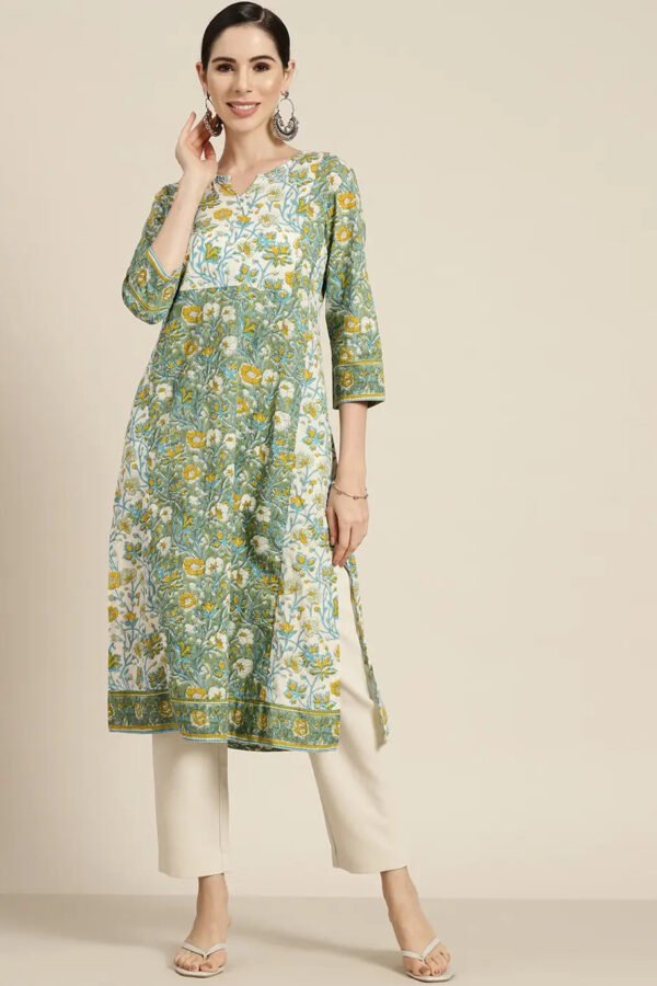 floral cotton a-a-line tunic Indian kurta
