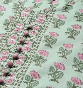 floral pure cotton block print tunic top for women